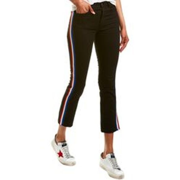 Pam & Gela Cropped Flare with Classic Stripe, Black Side Stripe Kick Flare Jeans - Picture 2 of 12